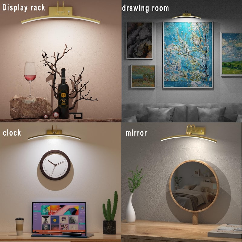 Modern 16'' Wireless Battery Operated Dimmable Picture Light with Remote Control and Adjustable Arm