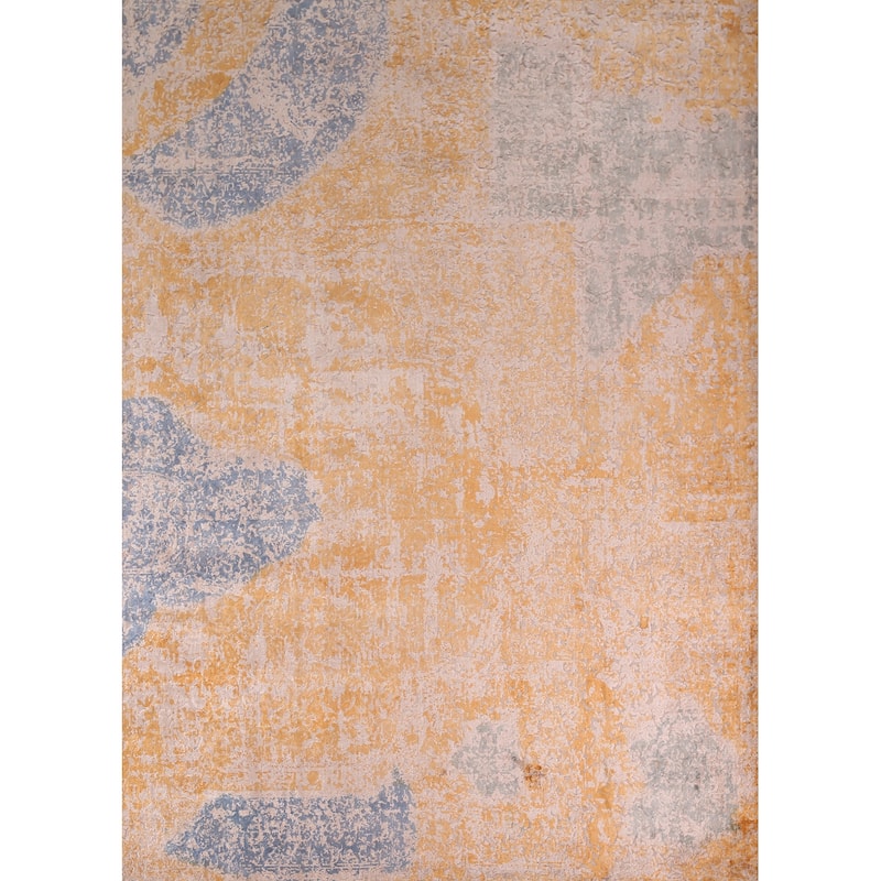 Contemporary Colorful Abstract Area Rug Handmade Wool Carpet - 7'10" X 9'11"