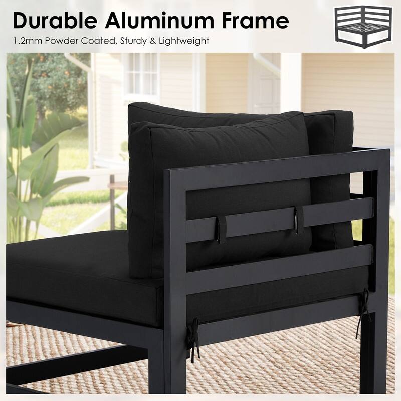 FINCATI Aluminum Outdoor Patio Furniture Conversation Sectional Sofa Set