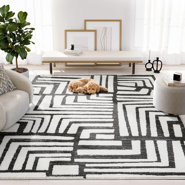 Abani Rugs Nomad Collection NOM130A Cream Grey Box Pattern Geometric ...