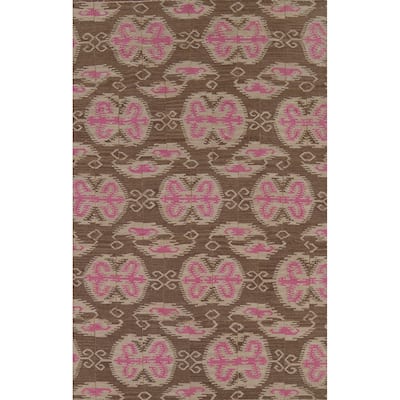 Geometric Kilim Oriental Area Rug Hand-Woven Wool Carpet - 6'0"x 8'10"