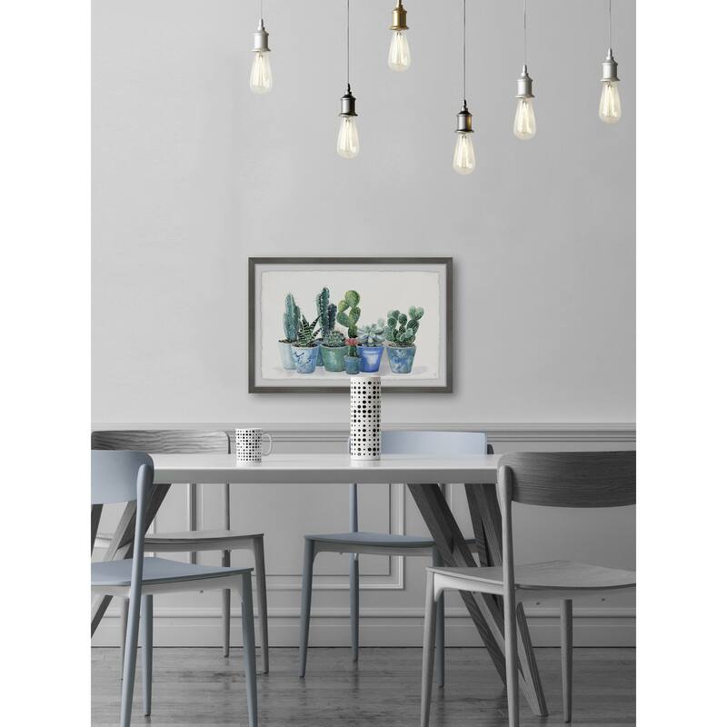 Potted Cactus Bunch II Framed Wall Art, Elegant Home Touch - Sophisticated Artwork for Refined Décor
