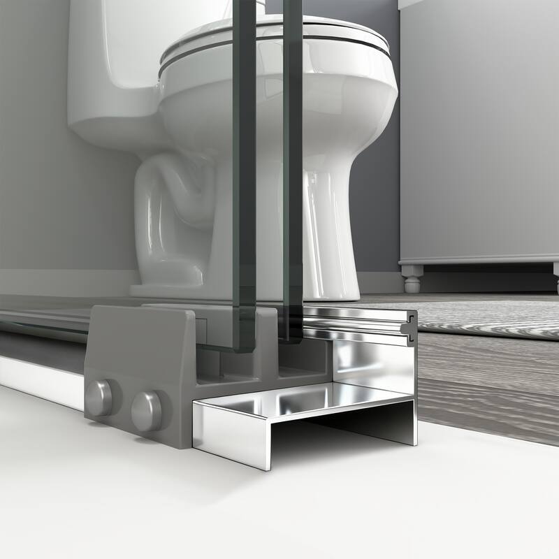 ABRUZZO 44-48" W x 72" H Semi-Frameless Double Sliding Tempered Glass Shower Door with Dual Towel Bars