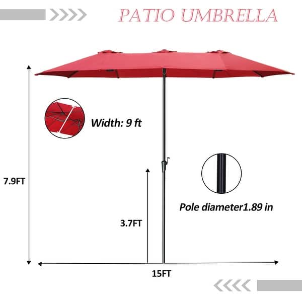 dimension image slide 4 of 5, Ainfox 15Ft Patio Umbrella with Crank Without Base