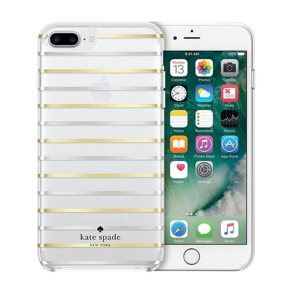 Kate Spade New York 'Surprise Stripe' Protective Hard-shell Case for iPhone 8 Plus & iPhone 7 Plus - Clear/Gold Foil/Silver Foil