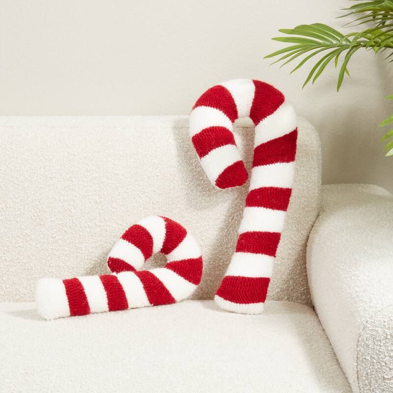 Santa's Favorite Candy Cane Poly Filled Throw Pillow