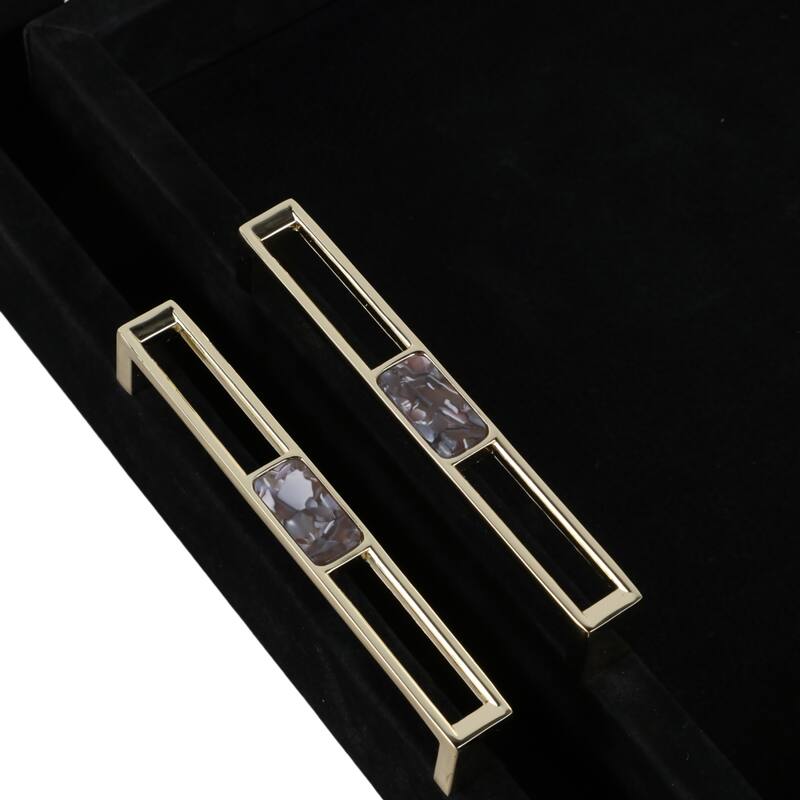 Wood Decorative Trays Metallic Handles (Set of 2) - 17/20" Black - 20.0"