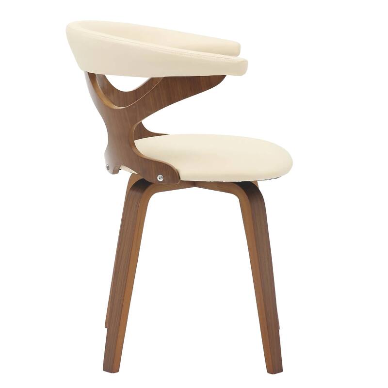 Klyne Leather Dining Chair with Poplar Wood Frame - Mid-Century Wooden Accent Chair with Swivel Base Set of 2