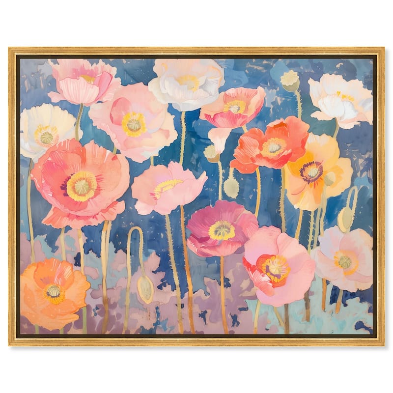 Pastel Poppies Canvas by Art Remedy - Gold - 30" x 24"