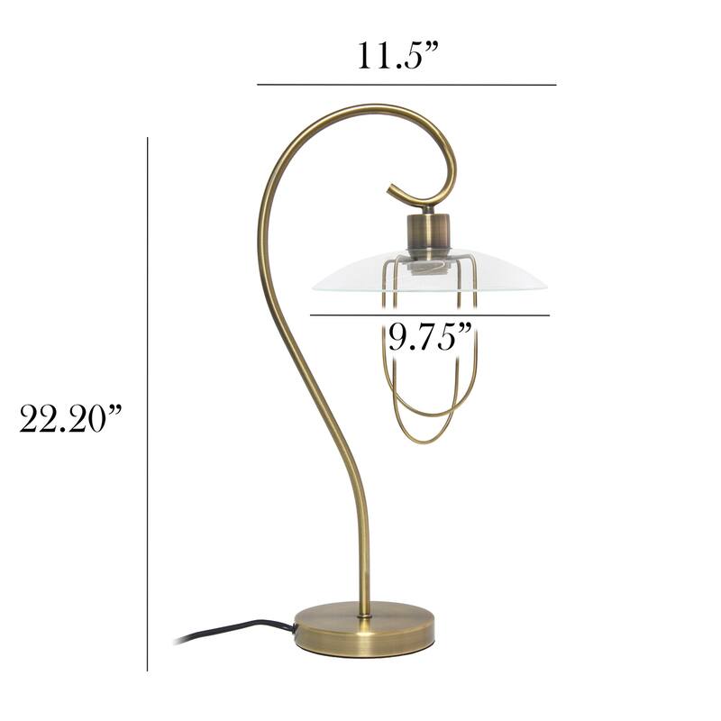22.2 in. Antique Brass Finish Table Lamp with Clear Shade, Sturdy Table Lamp for Living Rooms and Bedrooms