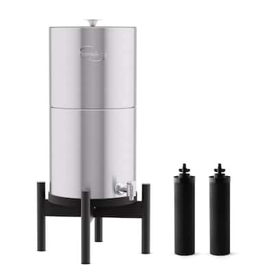 iSpring DGF2-B Gravity-Fed Countertop Water Filter System, Black Wood Base, 3.17 Gallons, Chlorine Reduction, Portable