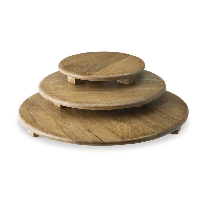 Signature Design by Ashley Kaidler Brown Tray Set (Set of 3) - 18.25" W x 18.25" D x 1.88" H