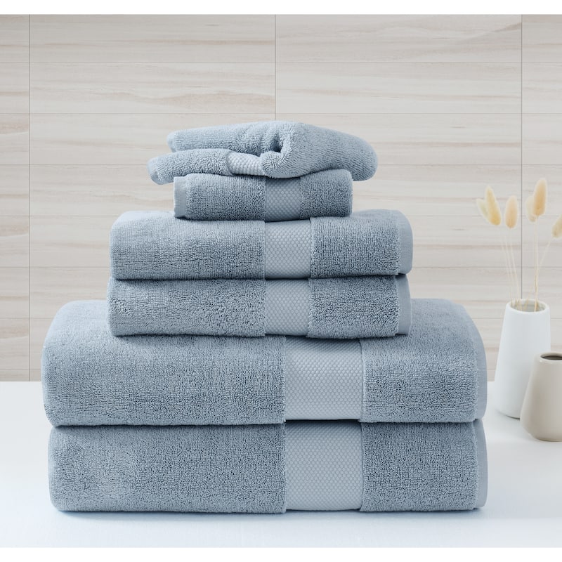 Borghese Roma Oversized Luxe Turkish Cotton 6 Piece Towel Set - Blue