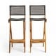 preview thumbnail 5 of 29, Polaris Outdoor 26" Square 3 Piece Wood and Wicker Bar Height Set by Christopher Knight Home
