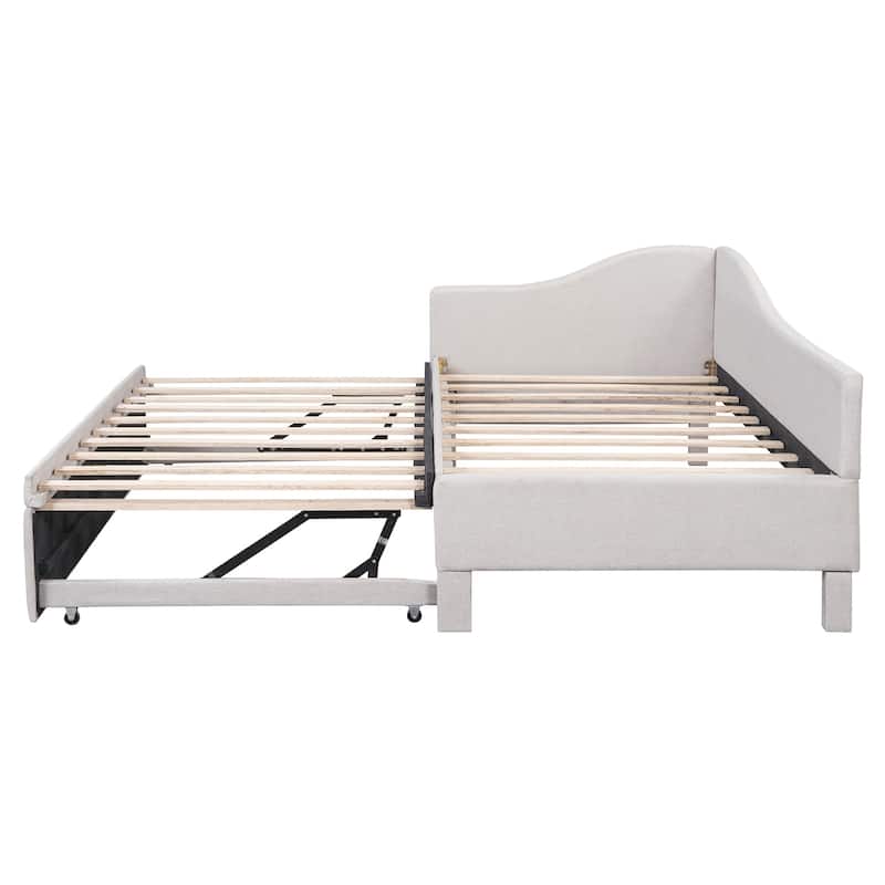 Twin Size Upholstered Daybed with Pop Up Trundle