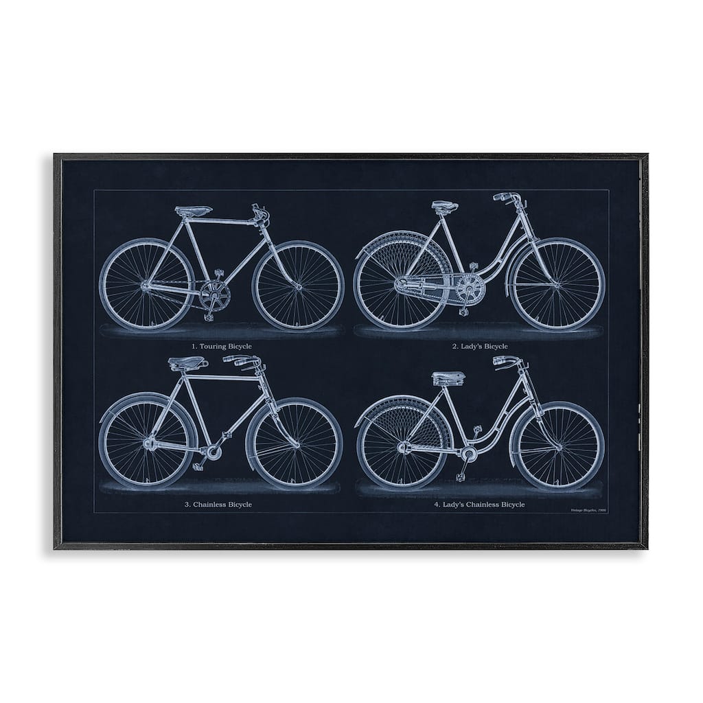 Stupell Traditional Bicycle Styles Diagram Framed Giclee Art Design By Phillipa Katz