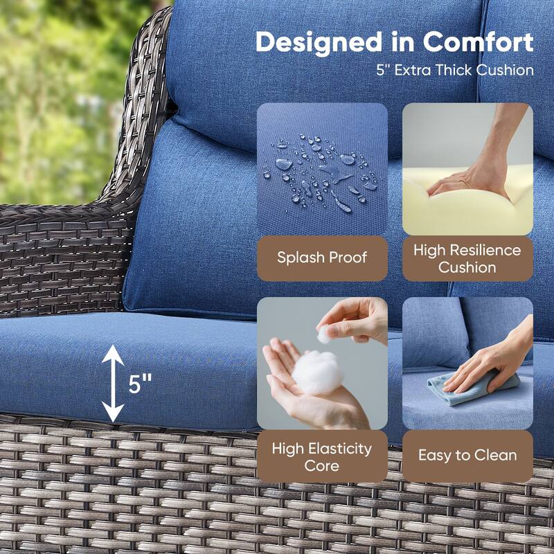 Pocassy Outdoor 2 Person Sofa Patio Loveseat with Comfy Cushions