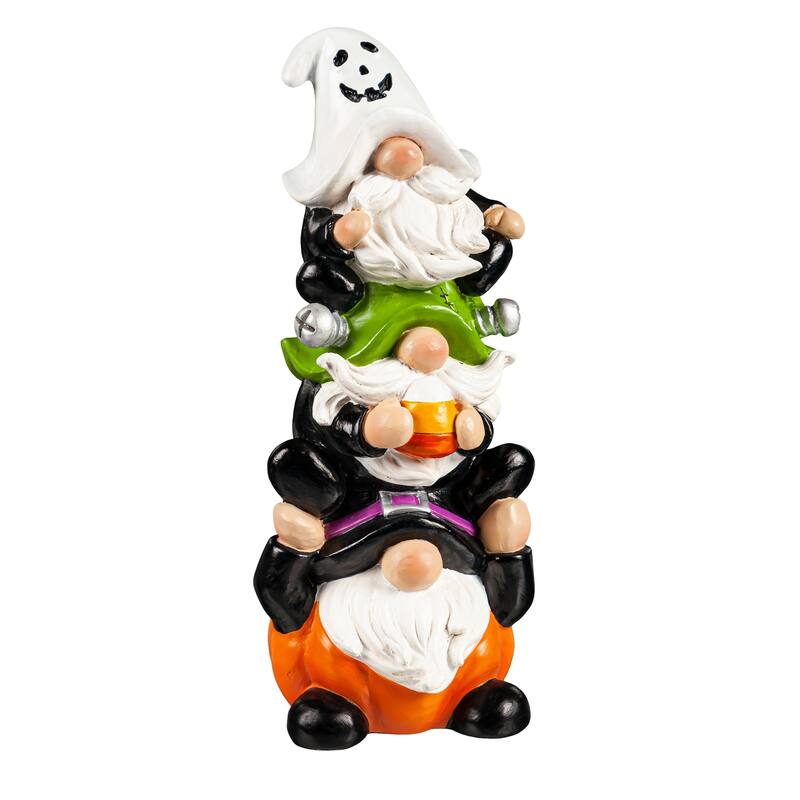 10.5"H Stacked Halloweeen Gnome Trio