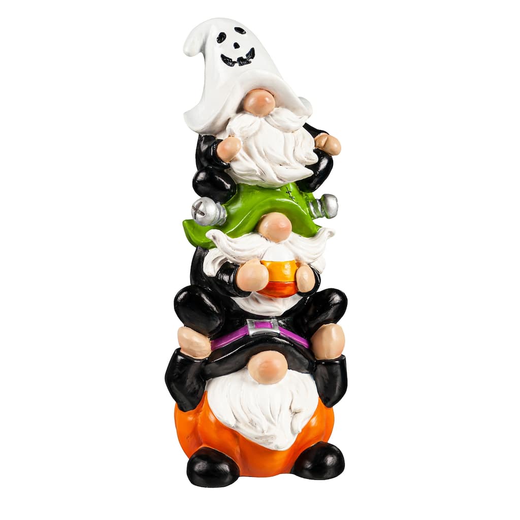 10.5"H Stacked Halloweeen Gnome Trio