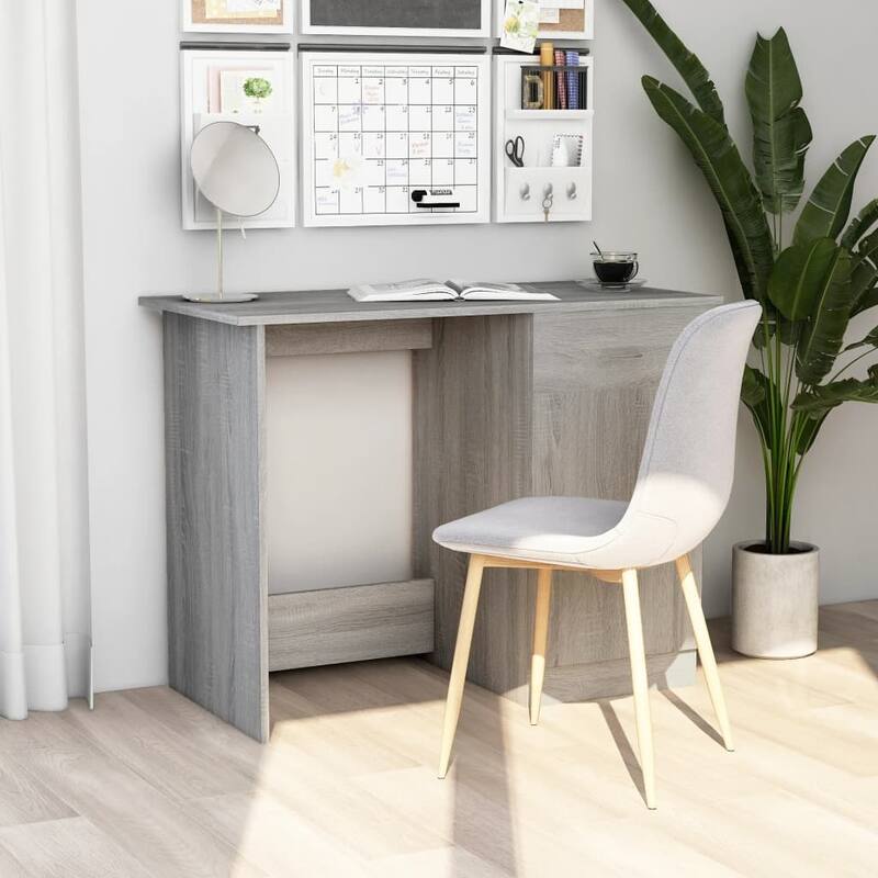 vidaXL Desk Grey Sonoma Engineered Wood Standard desk size Desk