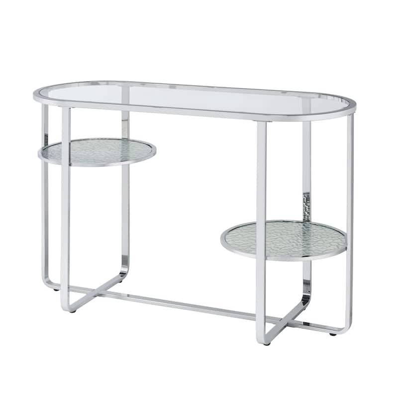 Kaldwell Glam Chrome 42-inch Glass Top 2-Shelf Sofa Table by Furniture of America