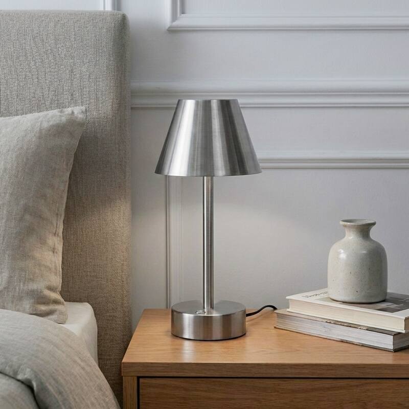 Aurora Rechargeable Brushed Nickel LED Table Lamp