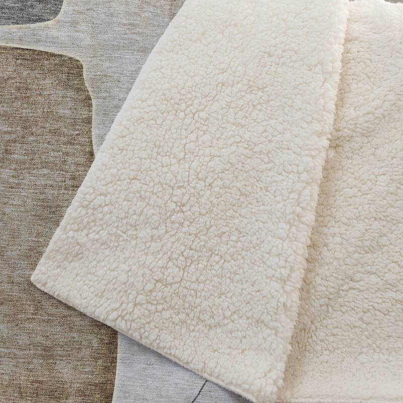 Premium Machine Washable Contemporary Abstract Sherpa Throw Blanket