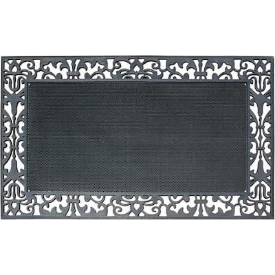 A1HC Rubber Pin Mat Paisley Border Heavy Duty Double Door Doormat 30"X48", Black
