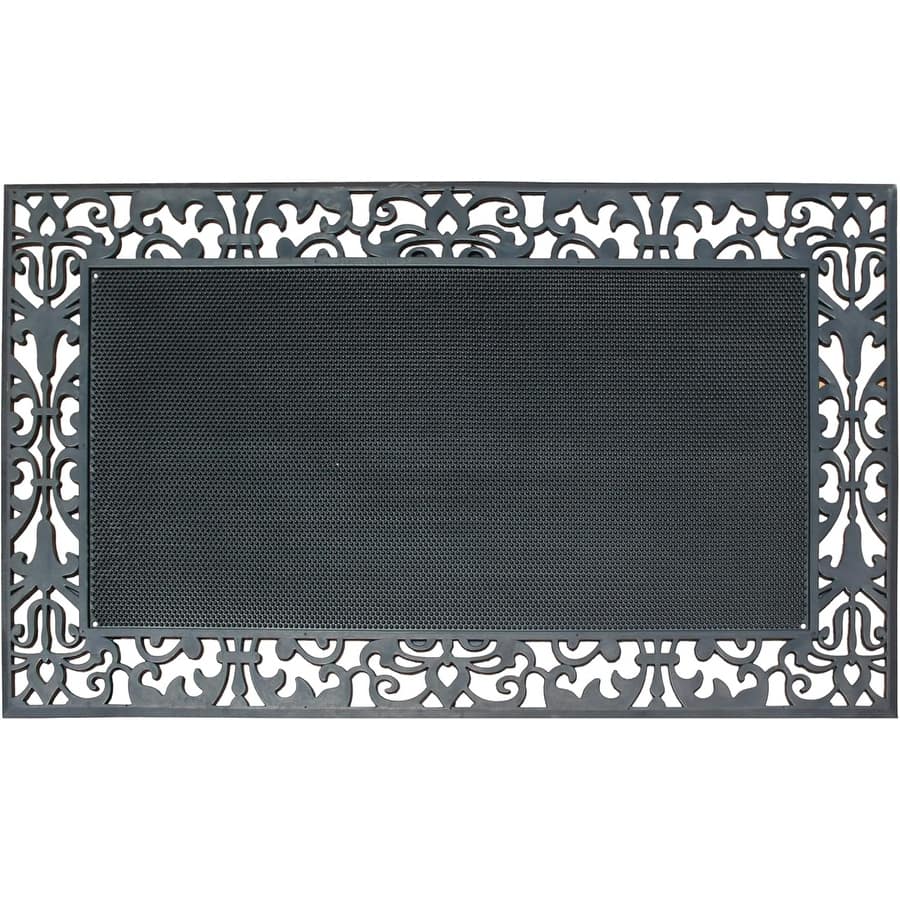 A1HC Rubber Pin Mat Paisley Border Heavy Duty Double Door Doormat 30"X48", Black
