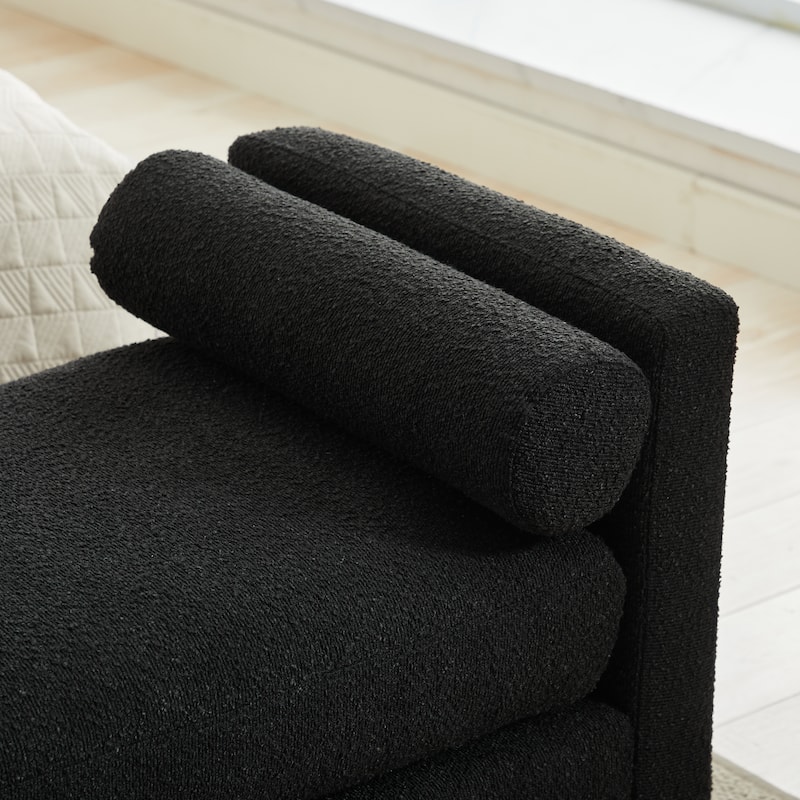 Bedroom Bench with Pillows and Solid Wood Legs for Living Rooms and Entryway