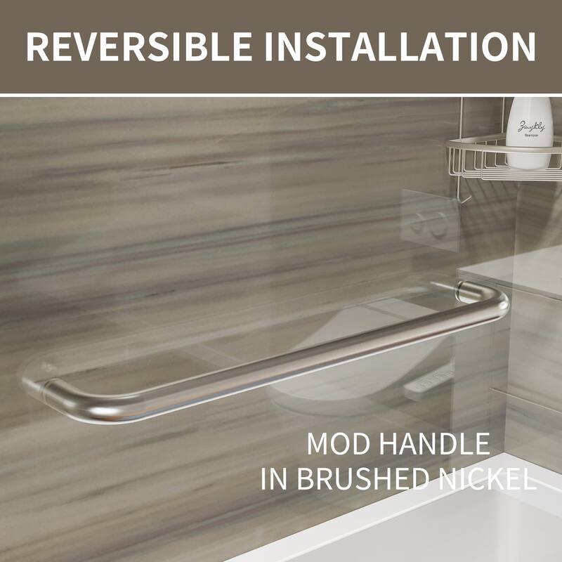 Frameless Shower Door with Clear Glass- 68 in.Wx58 in.H