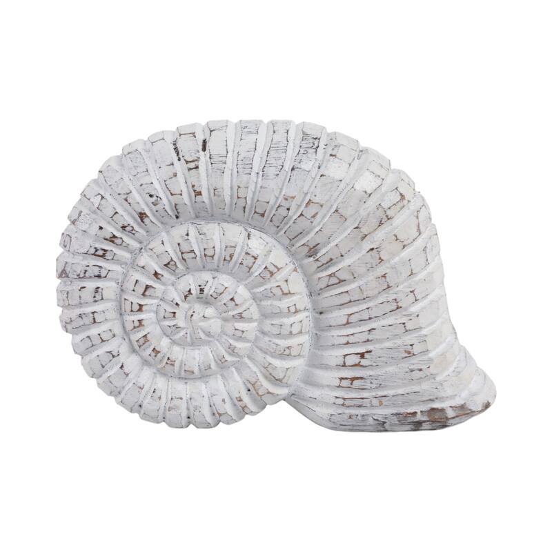 Handcrafted Wooden Nautical Shell Figurine Coastal-Inspired Details