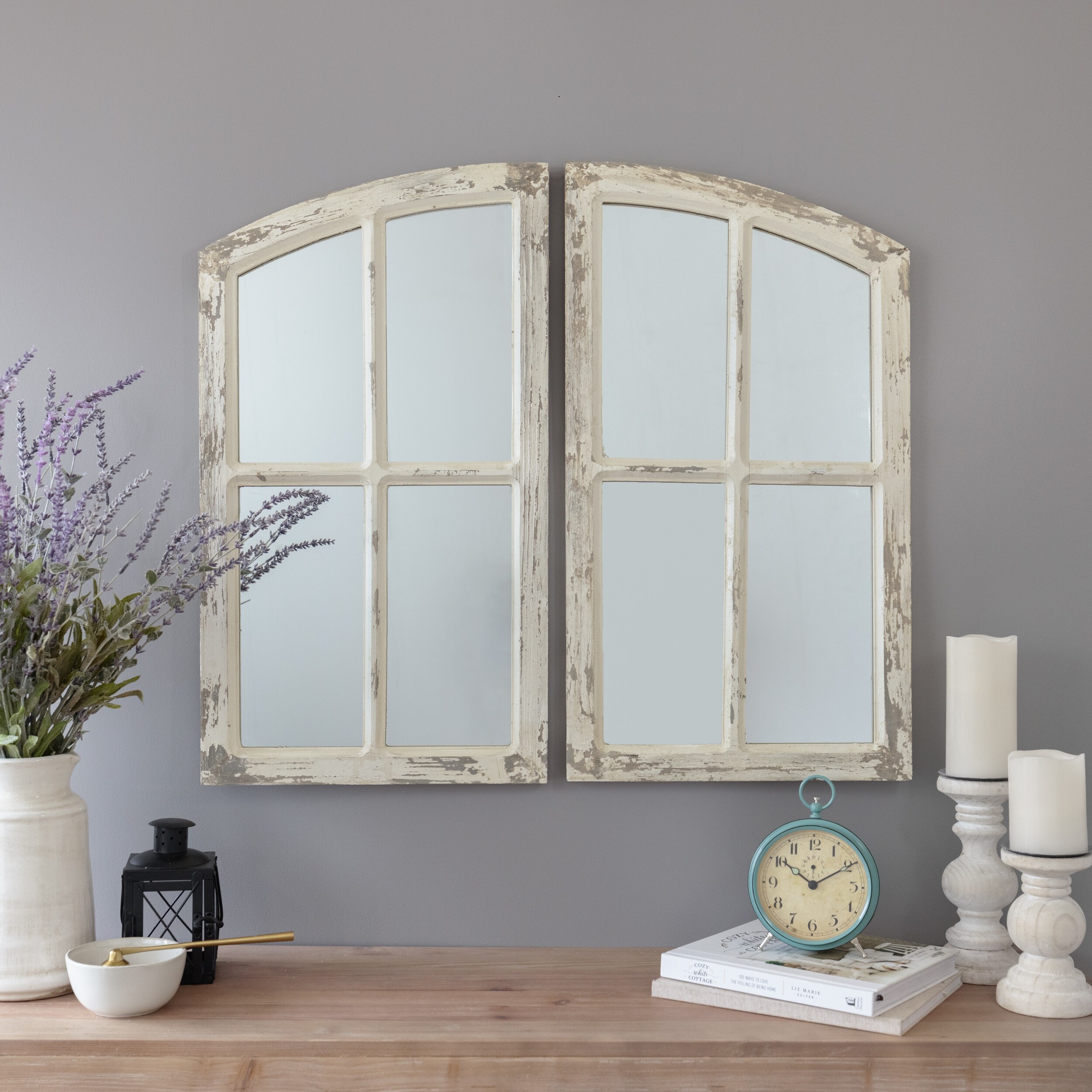 Window pane top arch mirror