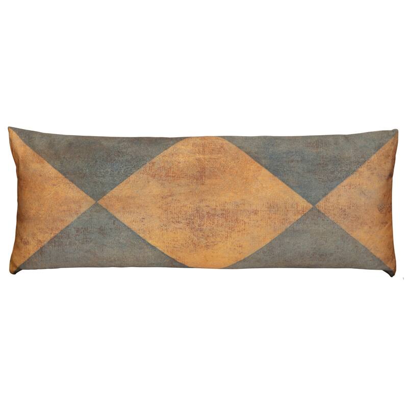 StyleCraft Wyatt Abstract Ochre Diamond Modern Pillow - Warm Ochre, Slate Gray, & Muted Charcoal - 36" x 14"