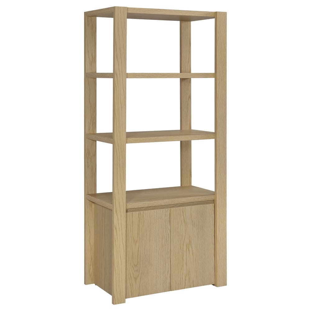 Laurelton 3-Shelf Media Tower Tall Pier Cabinet Light Oak