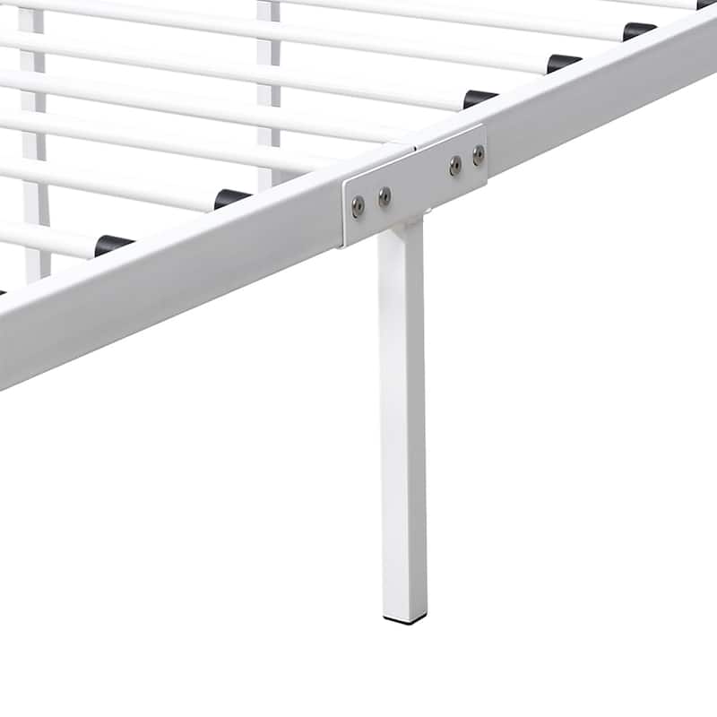 Metal Bed Frame Queen Size Platform No Box Spring Needed with Vintage Headboard and Footboard Premium Steel Slat Support