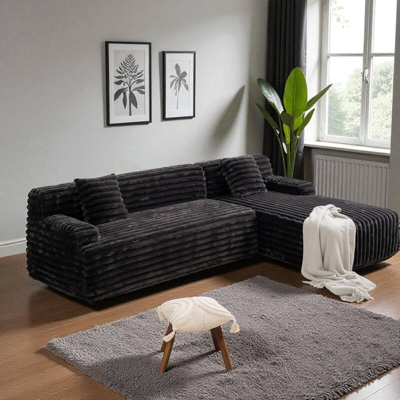 110" Cloud Sectional Sofa Free-Combined Faux Upholstered Modular Couch with Pillows for Living Room