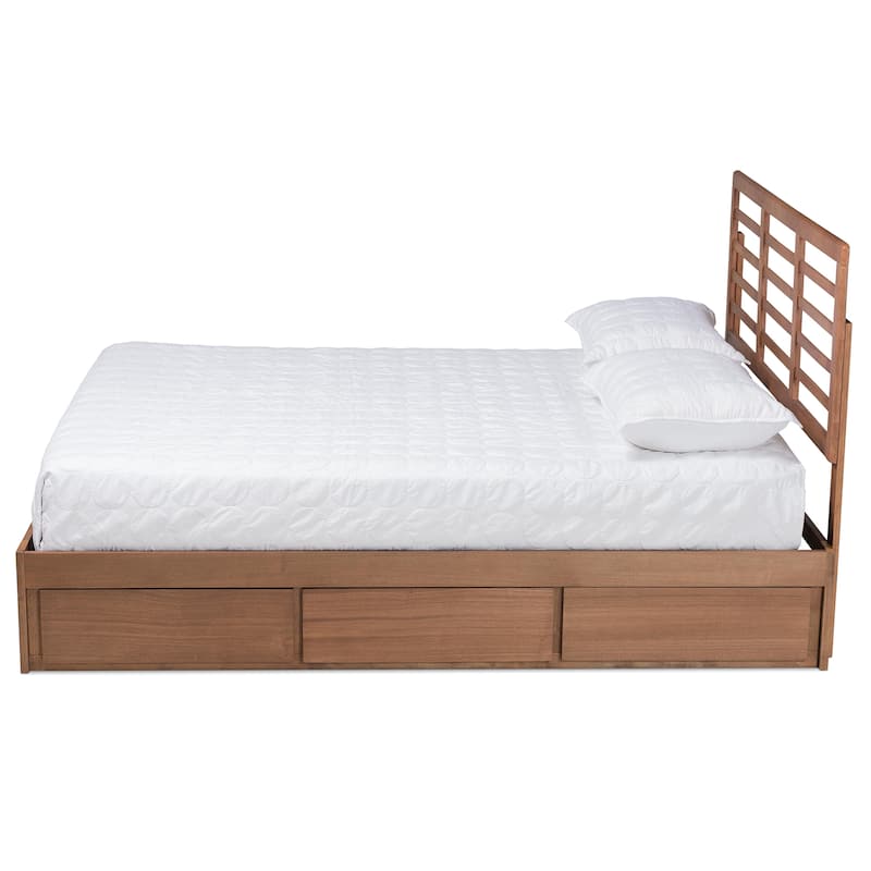 Piera Ash Brown Finished Wood 3-Drawer Platform Storage Bed