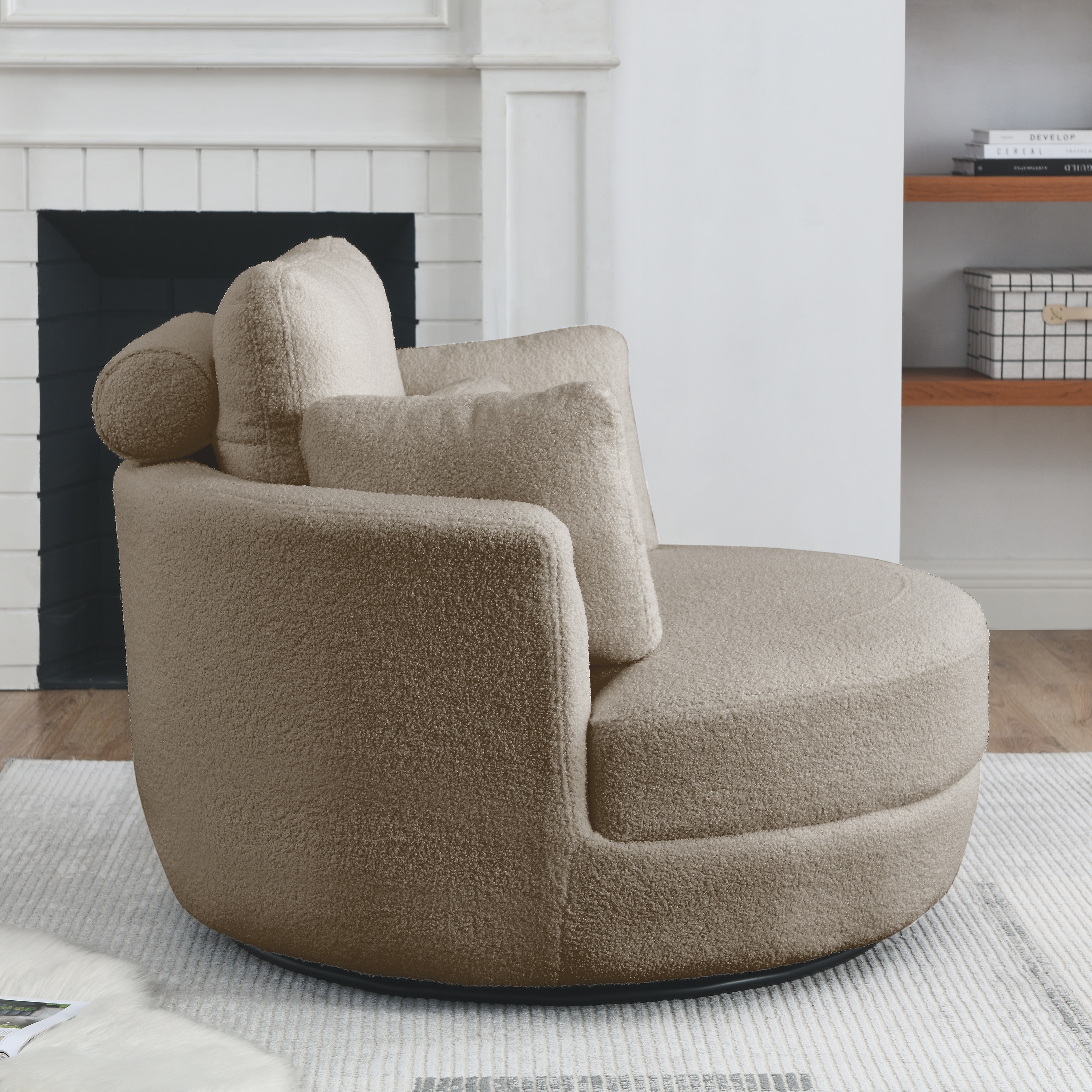 Plush swivel snuggle chair top