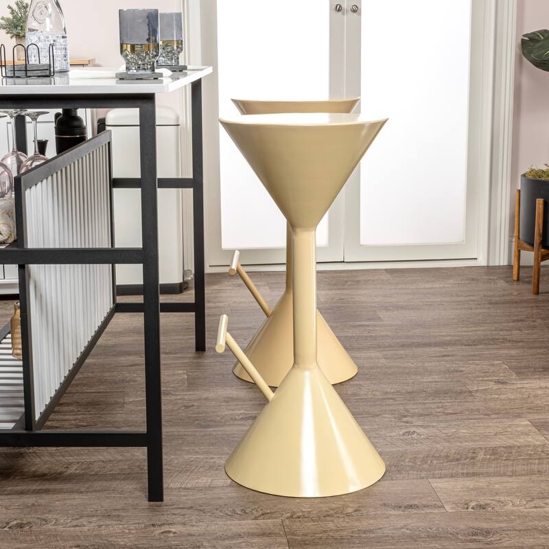 Svelte 29.75" Modern Industrial Iron Hourglass Backless Bar Stool with Foot Rest, by JONATHAN Y