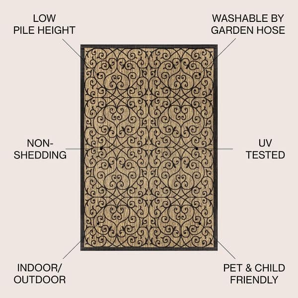 dimension image slide 1 of 18, JONATHAN Y Ourika Textured Weave Indoor/Outdoor Area Rug