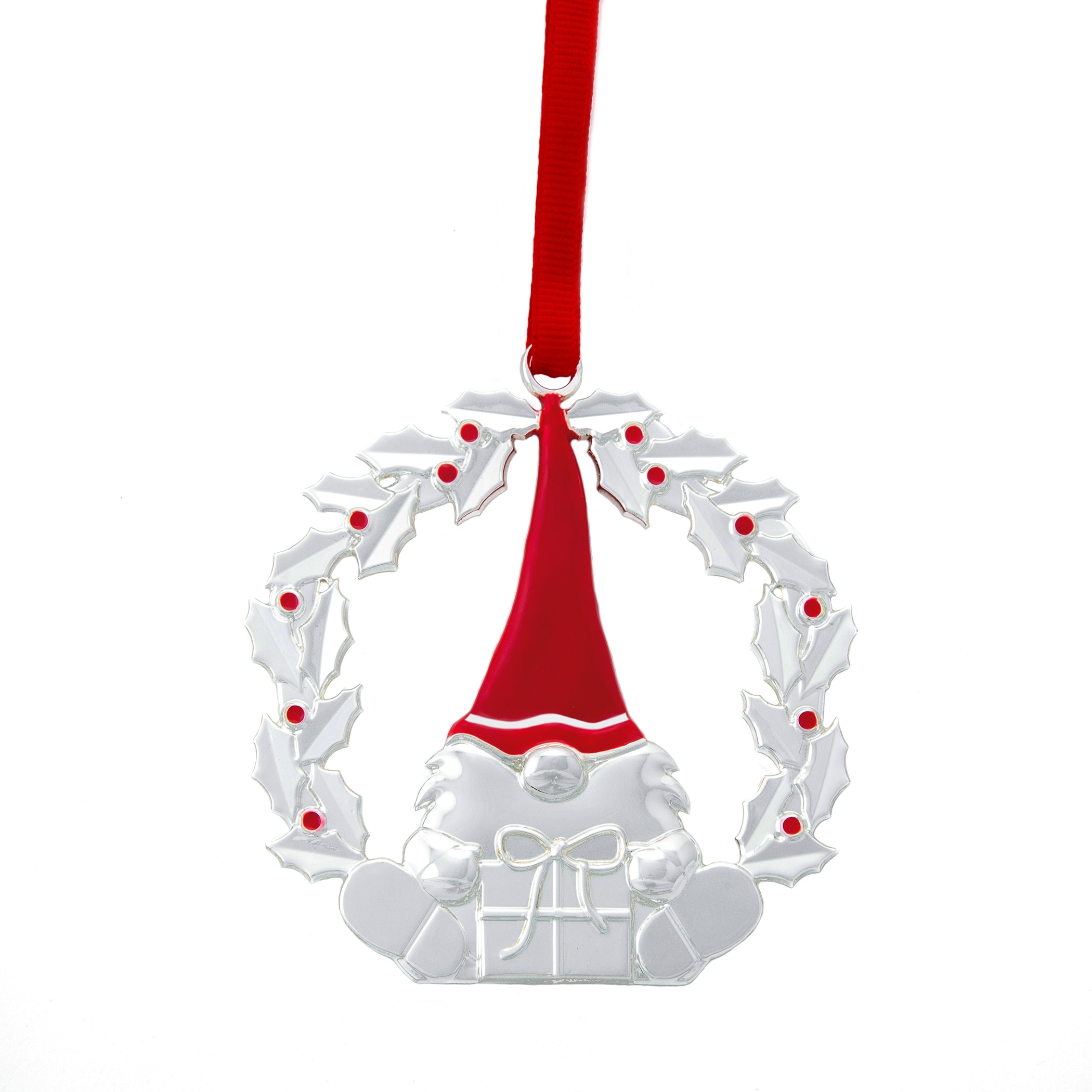 Nambe Gnome Wreath Ornament - 3.5" W x 3.5"H