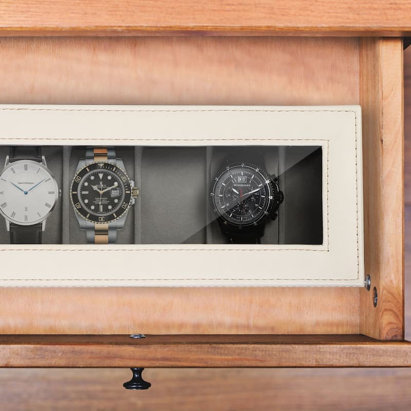 6 Slot Watch Display Case Watch Box Organizer, Father's Day Gift Watch Holder Organizer - Pure