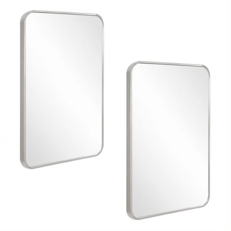 Design House Isla Modern Metal Framed Rectangle Wall Mounted Accent Mirror - Silver - 2 Pack