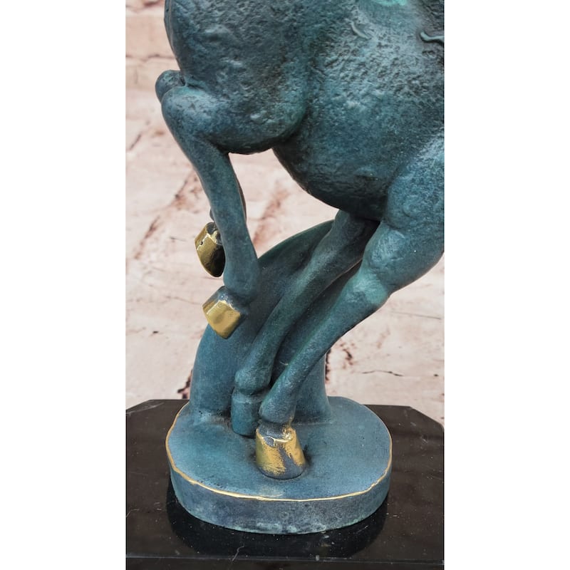 Rearing Horse Bronze Sculpture - Abstract Equestrian Wildlife Art Color Patina