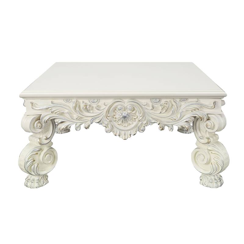 Seville Antique White Coffee Table with Floral Leg