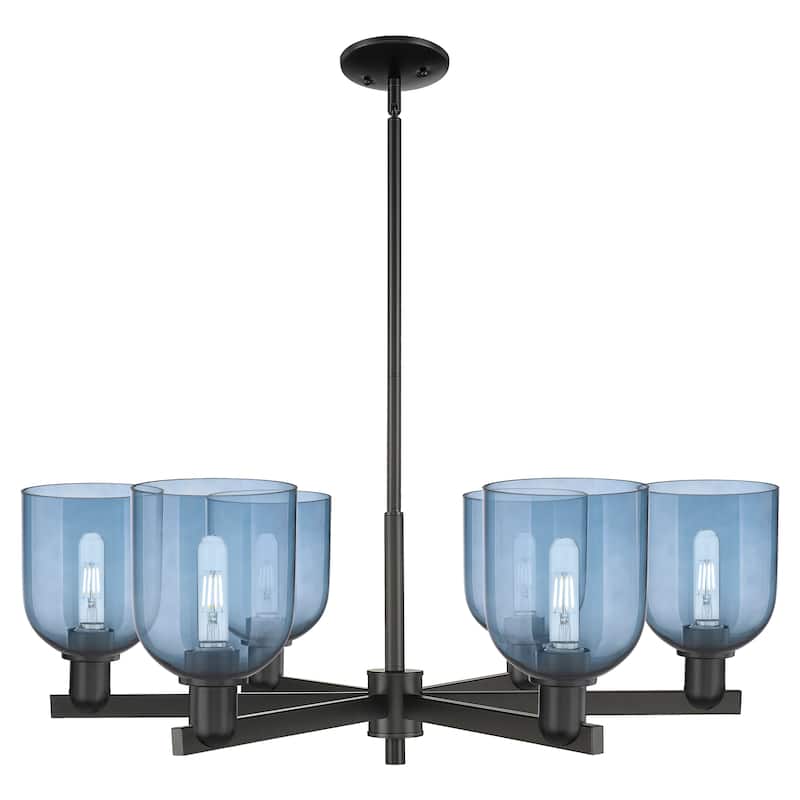 Innovations Lighting Endless Possibilities Arcadia - Bella - 6 Light 35" Stem Hung Chandelier - Blue/Matte Black