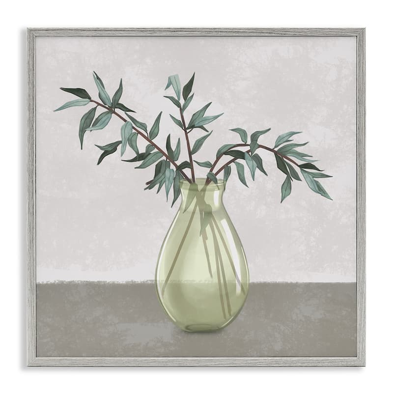 Stupell Vase And Plant Neutral Grey Design Framed Giclee Art Design By Ziwei Li - 24 x 24 - Grey