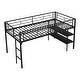 preview thumbnail 10 of 10, Metal Low Twin Loft Bed with Storage Shelves and Full Length Guardrail,Solid Construction For Home
