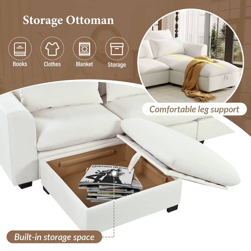 Roomfitters Large U-Shaped Modular Sectional Sofa with 2 Ottomans, Chenille Fabric L-Shaped Corner Couch for Living Room